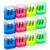 Compact Handheld Dual Hole Manual Pencil Sharpener with Mess-Proof Lid for School Office Art Use