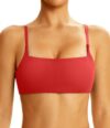 Comper Womens Adjustable Spaghetti Straps Sports Bra Wirefree Lightweight Workouts Bra Gym Yoga Bra Sexy Casual Bras Tops Red