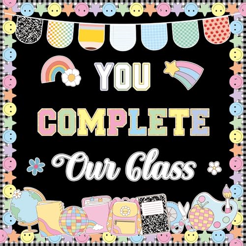 Composition Notebook Back to School Bulletin Board Decoration You Complete Our Class Paper Cutouts First Day of School Welcome Back Bulletin Board Set for Classroom Chalkboard Wall Decor Home Supplies