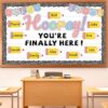 Composition Notebook Classroom Decor Welcome Back to School Bulletin Board Hooray You're Finally Here Bulletin Board Pencil Shaped Paper Cutouts for School Home Chalkboard Door Wall Decors