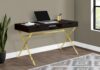 Computer Desk, Home Office, Laptop, Storage Drawers, 48" l, Work, Brown Laminate, Gold Metal