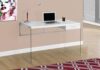 Computer Desk, Home Office, Laptop, Storage Drawers, 48" l, Work, Glossy White Laminate, Clear Tempered Glass, Contemporary, Modern