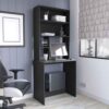 Computer Hutch Desk, Lower Shelf, Four Shelves, Black，Laptop Desk for Bedroom