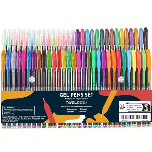 conda Professional Artist Grade 60-Pack Multi-Surface Gel Pen Set With Glitter & Metallic Inks - Heavy-Duty Metal Barrel Pens For Adult Coloring Books, Scrapbooking, Sketching & Bullet Journaling
