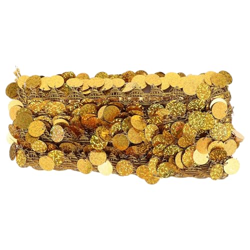 CONGARTENO 10 Yards Golden Sequin Fringe Trim for DIY Clothes and Costume Decor Supplies, Decorative Craft Trim Made of Polyester Yarns and Plastic, Multi-Function Embellishment for Arts