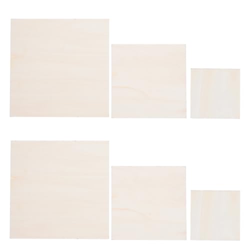 CONGARTENO 6pcs Wooden Canvas Panels Boards for Painting, Square Unfinished Wood Craft Boards with Smooth Surface, Resists Warping, Supports Fluid Art Techniques for Home Craft Lessons