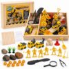 Construction Sensory Bin for Kids - DIY Jr Putty Explorers Wooden Sensory Play Kit with Play Sand, Trucks, Tools & Gems - Montessori STEM Fine Motor Toy for Toddlers & Preschool Boys 3+