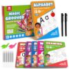 Coogam 6Pcs Magic Grooved Writing Practice for Kids, Grooved Handwriting Copybook with Pens, Learn to Write Number Letter Tracing Workbook for Kids Age 3-8 Preschool Learning Activities