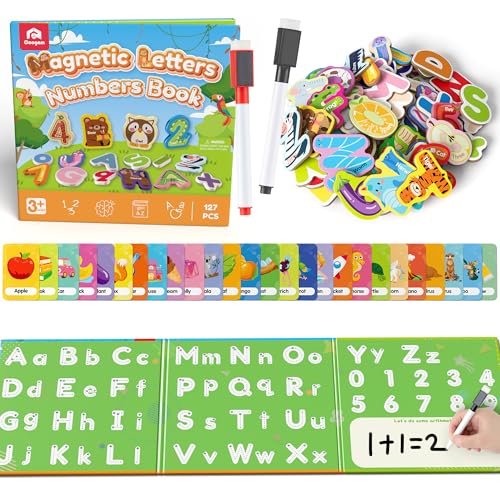 Coogam Magnetic Letters and Numbers, 36 Animal & Fruit Fridge Magnets, Uppercase Lowercase Alphabet Number Matching Game, Educational Spelling Learning Flashcards Toy Gift for 3 4 5 Years Old Kids