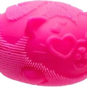 Cool Cat Squeeze Squishy, Cute Cat Stress Fuzz Ball, Slow Rise Sensory Fidget Balls,Sensory Stress Ball Relief (Pink)
