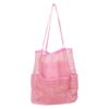 COOLHIYA Mesh Beach Bag Tote with Pockets, Foldable Nylon Pink Travel Tote