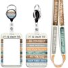 Cool ID Badge Holder Lanyard for ID Badges Keys Quote Work Keychain Retractable Badge Holder Reel Card Holder Lanyard for Women Girls Men Teachers for Office & Preppy School ID