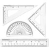 Coopay 6 Inch Math Geometry Tool Plastic Ruler Square Set Includes Straight Ruler, Triangles, Protractor for Student School Office Supplies (Clear)