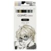 Copic Ciao Manga Comics Marker Set with 3 Coordinated Grey Tones, Includes Paint Marker in White, 2 Multiliners 0.3 and 0.5 mm in Black, Twin Marker with Medium Width and One Brush Tip