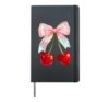 Coquette Bow Cherries Valentines Love Cherry Women Teen Girl Hardcover Journal, Black
