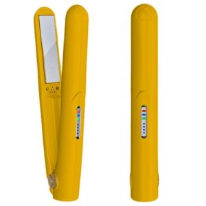 Cordless Hair Straightener and Curler 2 in 1 Ceramic Flat Iron Mini Cordless Portable Travel Hot Tools Straight Curl for Women Men USB Rechargeable with Pouch(white1996)