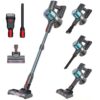 Cordless Vacuum Cleaner, Stick Vacuum for Pet Hair & Hardwood Floor, Self-Standing Rechargeable Vacuum with Smart LED Display, Lightweight Battery Powered Vacuum for Home, Dorm, & Dog Hair-Soft Blue