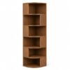 Corner Bookcase, Tall 6 Tier Storage Shelf for Small Spaces