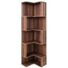 Corner Bookshelf 5 Tier L Shaped Fluted Display Shelf Freestanding Bookcase