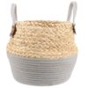 Corn Rope Storage Basket with Handles, Grass Laundry Hamper