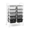 COSTWAY Trolley with 10 Stackable Drawers, Drawer Trolley, Rolling Container with Metal Frame and Shelf, Bathroom Trolley Storage Trolley for Office, Living Room, 65.5 x 37 x 87 cm