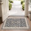 cotiled 2x3 Washable Rug for Entryway: Non Slip Vintage Blue Brown Area Rug