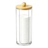 Cotton Rounds Pad Holder Dispenser - 16oz Acrylic Container with Bamboo Lid