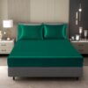 Counfeisly 2 Pieces Satin Twin Fitted Sheet & Pillowcase Set, Luxury Silky Soft Satin Bed Sheets with 1 Deep Pocket Fitted Sheet - 16" Deep Pocket Sheets, 1 Pillowcase, Blackish Green