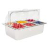Countertop Ice Food Serving Display Container with Clear Roll Top Cover, Buffet Cold Serving Cooler Platter, Cooling Food Dishes Display Plate Case for Seafood Fruit Party Buffet Tray
