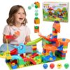 COUOMOXA 130 Pcs Starter Marble Run Set, Beginner STEM Building Toy