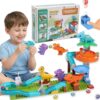 COUOMOXA 5-in-1 Dinosaur Marble Run Set, Dinosaur Design STEM Toy