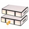 Cozary Underbed Storage Box Set of 2, 35L Storage Bag for Duvets, PP Fabric with Viewing Window, Underbed Box for Clothes and Blankets, 60 x 45 x 13 cm