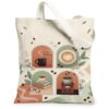 Cozy Coffee Morning Illustration Bohemian Canvas Tote Bag 13x15 Inch