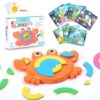 Crabzzle Montessori Toddler Puzzle Toys for Ages 3-7,2-in-1 Color Matching&Brain Teaser Game,Shape Recognition Learning Toy with 18 Pattern Cards&40 Challenges,Preschool STEM Educational Toy for Kids