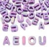 Craftdady 50pc Purple Letter Large Hole Beads Vowel A E I O U Bracelet Bead