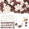 Craftdady 52pc White Brown Letter A-Z Large Hole Bead Acrylic European Bead