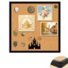 CRASPIRE Castle Pin Board Thick Cork Square Fireworks Wooden 9.84x9.84in