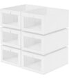 Criusia 6 Pack Linen Closet Organizers and Storage, Large Linen Closet Baskets for Organization, Foldable Storage Containers for Clothing, Towels, Jeans, Books, Shelves, White