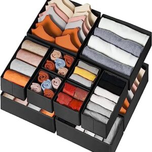 Criusia Drawer Organizer Clothes 12 Pack - Odorless Closet Organizers and Storage for Sock Underwear Bra - Dresser Organizador for Bedroom Organization -Nursery Drawer Divider Trays for Baby Clothes