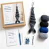 Crochet Bat Wind Spinner DIY Kit, Crochet Bat Spiral Ornament DIY Kit, Christmas Tree Crochet Craft Kit with Yarn, Crochet Hook, and Instructions, Halloween Holiday Craft Gift for Beginner (Gray)