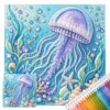 Cross Stitch Kit 14CT Stamped Ocean Animals Cotton Thread 30x30cm