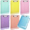 Crtiin 6 Pcs Colored Clipboard with Storage, 8.5 x 11 Inch Heavy Duty Plastic Nursing Clipboard Folder with Pen Holder A4 Medical Holder for Nurse Doctor Teacher Office (Glitter Light Color)