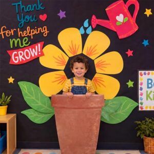 Crtiin Back to School Flower Classroom Decor Thank You for Helping Me Grow Bulletin Board Set Gratitude Floral Themed Wall Cutouts for Classroom School Wall Window Door Teacher DIY Photo Props