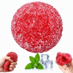Crunchy Squishies Stress Ball, Ice Skin Stress Relief Fidget Toy, Soft Sensory Squishies for Anxiety, Moldable Crunchy Stress Balls for Stress Relief, Portable Desk Gifts for Teens Adults (Red)