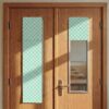 CrystalSylara 2 Pack Classroom Door Window Cover 36 x 8 Inch Checkerboard Door Window Curtains Blackout Lockdown Shades for Classroom, Office, Porch, Kitchen, Room Cover Shade (Green)