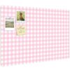 CrystalSylara Felt Bulletin Board, 24" x 15.7" Decorative Felt Pin Board, Foldable Photo Display with Pushpins, Wall Vision Cork Boards Alternative for Home Bedroom Office Dorm (Pink Plaid)
