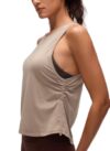 CRZ YOGA Pima Cotton Ruched Tank Top Mortar Color Large