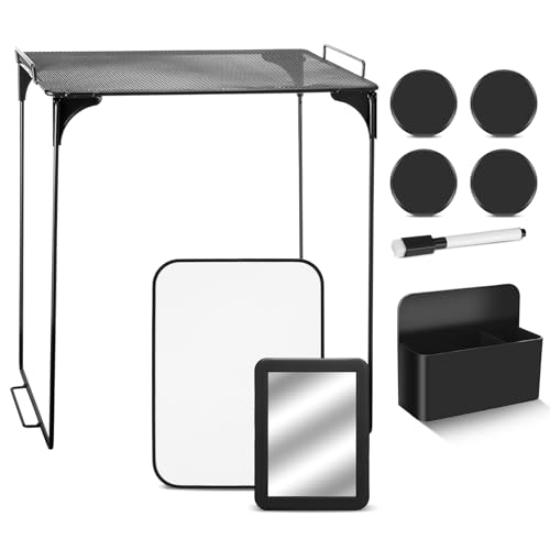Ctosree 9 Pcs Locker Accessories Kit Locker Shelf Decor Includes Cabinet Organizer Whiteboard Magnetic Mirror Storage Cup Dry Erase Marker for Classroom Back to School Essentials (Black)