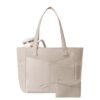 CTWWFS Large Tote Bag for Women with Zipper, Nylon Lightweight Work Tote with 15.6" Laptop Sleeve, Nurse Bag for Work College (Khaki-1)