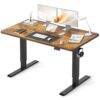 CubiCubi 48x30 Large Electric Standing Desk, 30" Deep Desktop, Rustic Brown